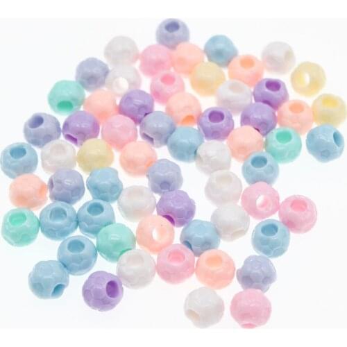 CHONGAI 100Pcs Acrylic Candy Colors Big Hole Football Beads For Jewelry Making DIY Beads Accessories
