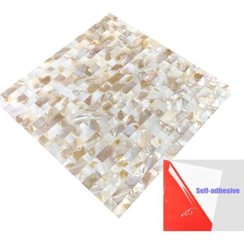 11pcs/box Self-adhesive Natural Shell Mosaic tile bathroom Kitchen Particl 3x1.5cm Wall shell Backsplash Shell wall sticker