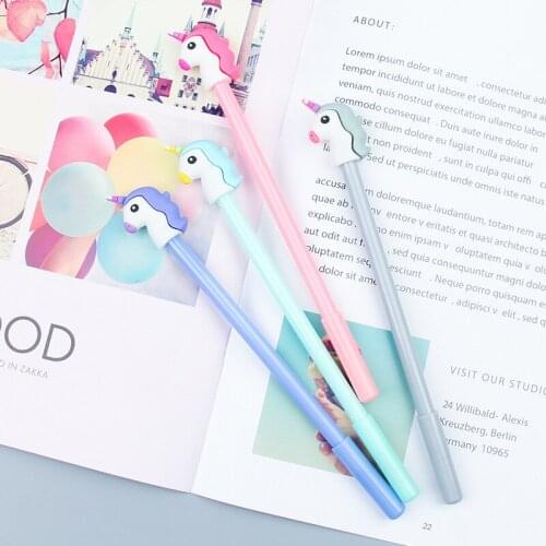 36pcs Hearts Lovely Unicorn Modeling Neutral Pen Cartoon Student Writing Complete Needle Black Ink Wholesale Stationary Gifts