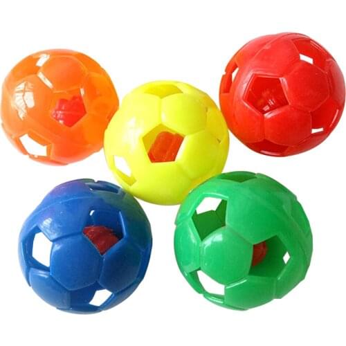 5PCS Random Color Cat Toys Ball Plastic Hollow Ball Football Jingle Ball Cat Toy Kitten Bell Toy Cat Chase Toys Legendog