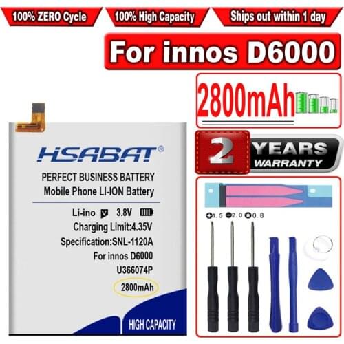HSABAT 2800mAh Battery for innos D6000 BAK U366074P