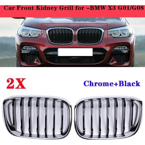 Car Front Kidney Grill for -BMW X3 G01 G08 Chrome+Black Bumper Racing Grills