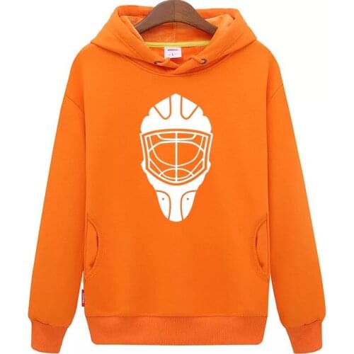 Cool Hockey Free shipping cheap unisex orange hockey hoodies Sweatshirt with a hockey mask for men & women