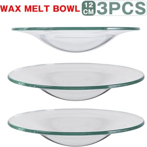 3pcs Replacement Oil Burner Bowl Round Clear Glass Dish Wax Melt Bowl Plate 12cm Candle Making Wax Heating Kits For Home