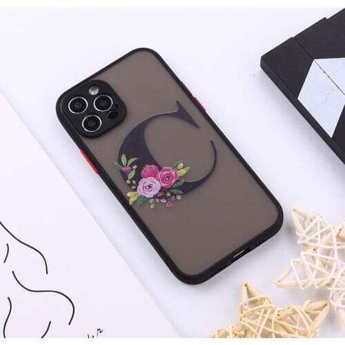 Custom Floral Gold Initials Alphabet A-Z Phone Case For iPhone XS Max X XR 11 12Pro Max 8 8Plus X Camera Protection Back Cover