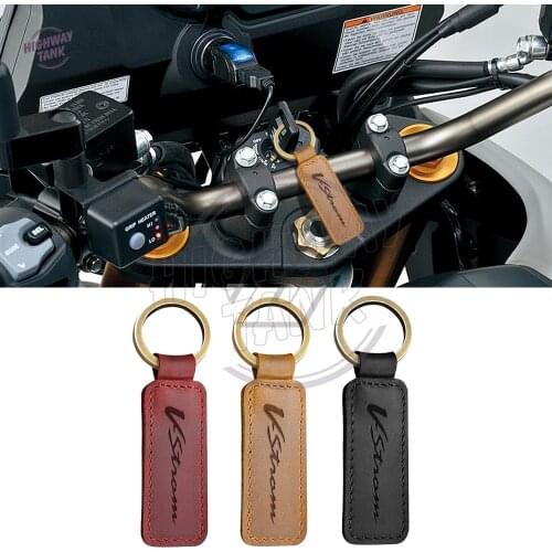 Motorcycle Cowhide Keychain Key Ring Case for Suzuki V-Strom 250 650 1000 1000XT