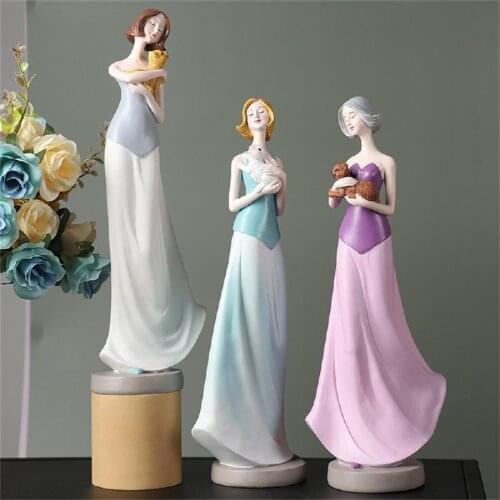 Resin girl action figure model doll decor modern simple home bedroom decoration birthday Tanabata gift decoration resin crafts