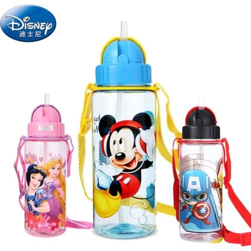 Disney Baby Feeding Bottle with Straw Cartoon Frozen Disney Princess Lovely Eco-friendly With lid Portable My Sport Bottle 510ML