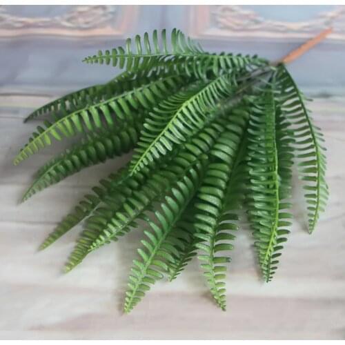 Home Church Decor No Vase Green Leaves Party Supplies 45cm 19 Leaf Artificial Boston Fern Bush Evergreen Palm Plant Tree Wedding