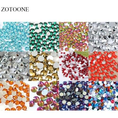 ZOTOONE Hot Fixation Rhinestones Sewn Glass For Handicrafts Clothing Flat Back Rhinestone Appliques Sticker On Wedding Dresses C