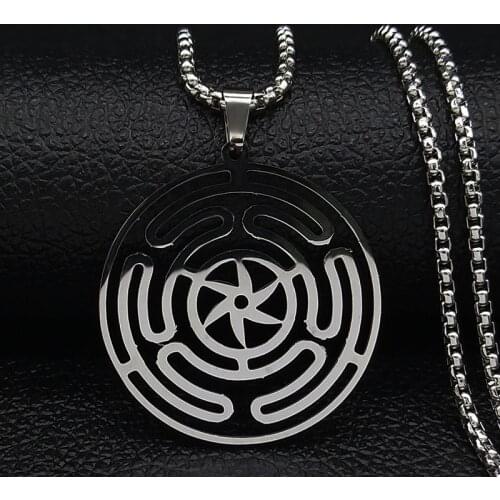 Hekate Wheel Stainless Steel Necklace Pendant Strophalos Hecate Magic Symbol Logo Charm PIN colier femme Jewelry N3046S03