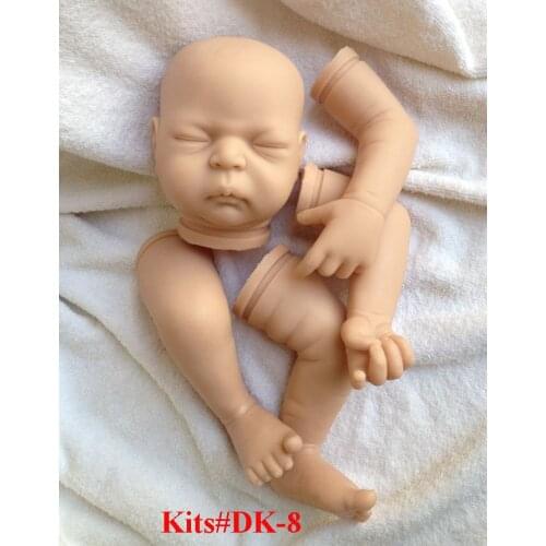DK-8 closed eyes soft body white skin unpainted Reborn Doll Kits Artist Handmade Mould 20'' Silicone Vinyl 3/4 Head Arms Legs