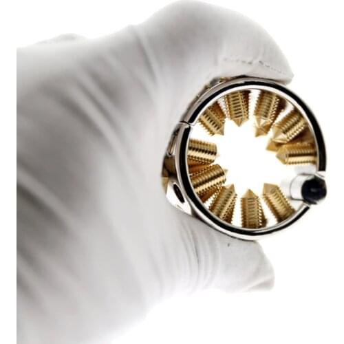 KALIS TEETH 2 ROWS GOLD Long Teeth Scrotum Pendant Chastity Device Kalis Teeth Chastity Device Spike Penis Cock Ring SM Toys