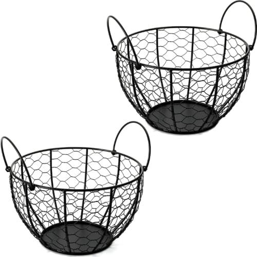 Set of 2 Wire Egg Basket, Egg Storage Basket with Handles Chicken Eggs Holder Organizer Case Container Food Organizer