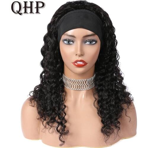 Kinky Curly Headband Scarf Wig Glueless Human Hair Wigs for Black Women Headband Wig With Brazilian Virgin Hair