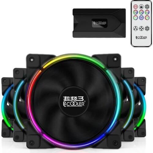 Pccooler 12cm/120mm 5/Pack 5 in 1 RGB 12V&5V ARGB 4pin PWM Quiet Addressable Fans Computer Cooling Fan For CPU Cooler Liquid