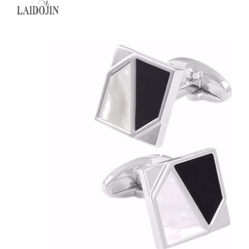 LAIDOJIN Fashion Shell Cufflinks for Mens Shirt Cuff buttons High Quality Square Cuff links Wedding Gift Brand Jewelry Gemelos