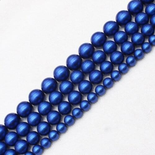 Matte Blue Shell Pearl 8-14mm Round Beads 15",BeadsFor DIY Jewelry Making !We provide mixed wholesale for all items