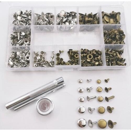 200 Sets Metal Single Cap Rivets Studs Round Rivet for Leather Craft Bag Belt Garments Hat Shoes Pet Collar Decor