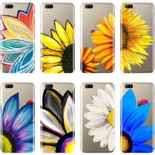 For One Plus 6 6T 5 5T 3 3T Phone Case Silicone Yellow Sunflower White Daisy Blue Art Soft Back Cover For OnePlus 3 3T 5 5T 6 6T
