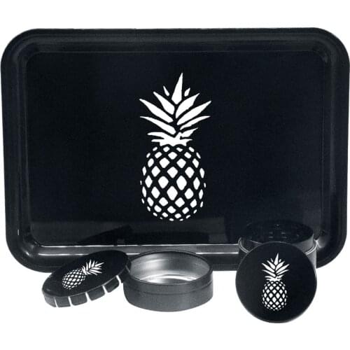 HONEYPUFF Herb Grinder Tobacco Kit Plastic Rolling Tray + Metal Smoking For Tobacco + Metal Storage Container Jar Accessories