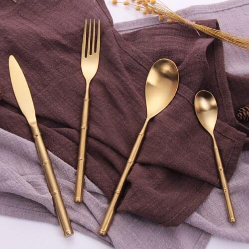 Gold Cutlery Set Stainless Steel Cutlery Set Western Food Tableware Luxury Metal Fork Teaspoon Knife Cutlery Set Dropshipping