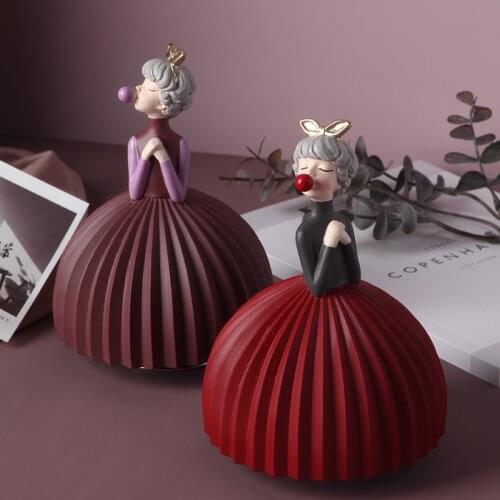 Nordic Girl Figurine Home Decoration Accessories Modern Art Sculpture Desktop Ornaments Living Room Music Box Wedding Decor Gift