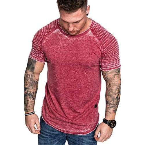 MRMT 2021 Brand New Summer Mens Casual Wrinkle Pure Color for Male Casual Fashion Short-sleeved Tops