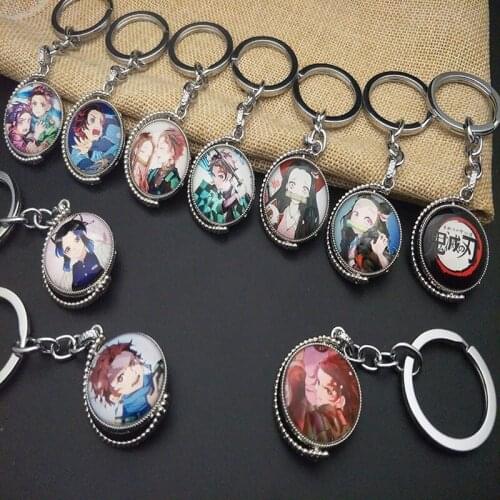 New style Japanese Anime Demon Slayer Sword Keychain Cosplay Katana Ghost Blade Glass Ball Pendant Keyrings