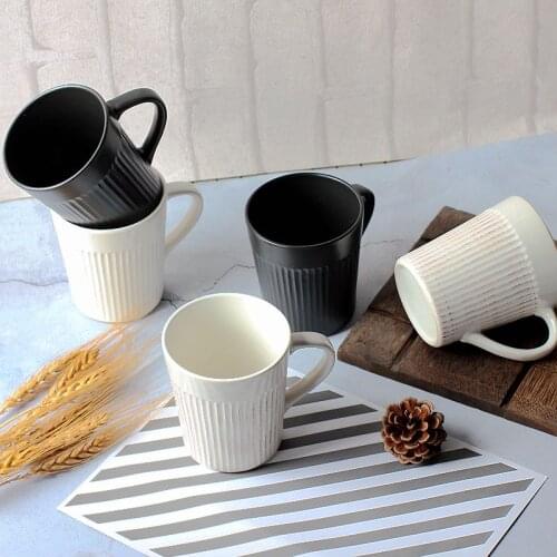 European Style Simple Ceramic Mug Coffee Cup Black White Drinkware Office School Drink Appliance Gifts For Friends