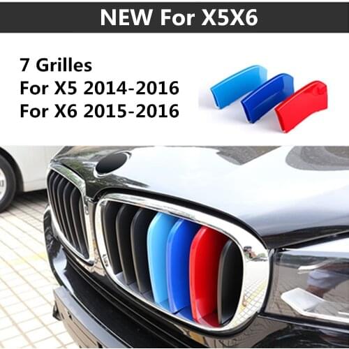 For BMW 1 2 3 5 Series X3 X4 X5 X6 3 Colors ABS 3D M Car Front Grille Trim Strips Cover Motorsport Stickers Car Styling