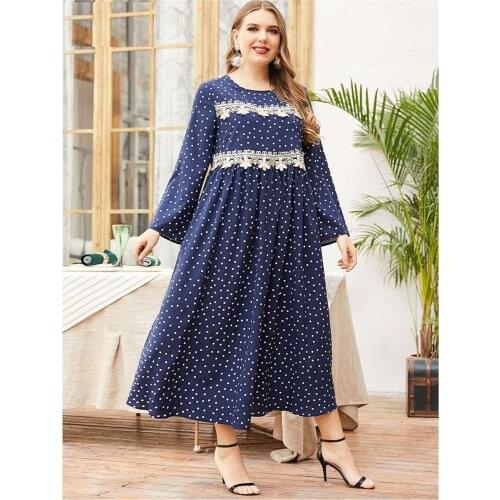 Plus Size Kaftan Dubai Abaya Turkey Caftan Muslim Women Hijab Dress Lace Loose Party Gown Moroccan Islamic Clothing Ramadan Robe