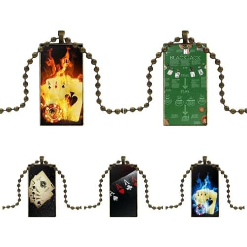 Luxury Retro Poker Ace Spade A For Wedding Fashion Necklace Handmade Rectangle Shape Choker Necklace Jewelry Multi Designs