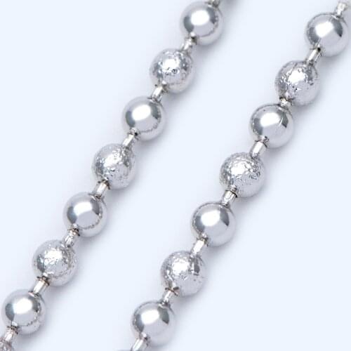 Silver tone Ball Chains 2.5mm, Matte/ Smooth Round Beaded Chain, Necklace Chain Wholesale (#LK-236-2)/ 1 Meter=3.3 ft