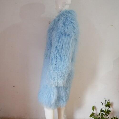 SJ546 100CM Top Quality Mongolian SheepWoman Ukrain Design Winter Overcoats Fur