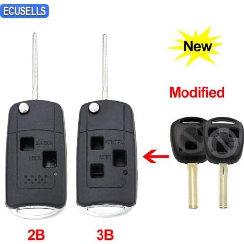 Folding Flip 2/3 Button Remote Key Case Shell Smart Car Key Housing Uncut Blade for Lexus IS GS ES LS RX IS200 RX300 GS300 LS400