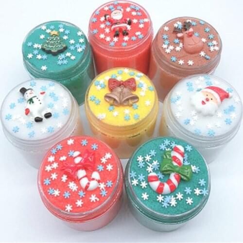 Slime Christmas Series Fluffy Foam Toy Supplies Soft Cotton Craft Charms Slime Antistress Toys For Children Fun Birthday Gift