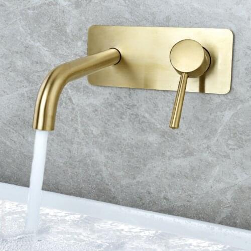 Mixer Brass double handle wall mounted bathroom sink faucet hot and cold Concealed faucets copper