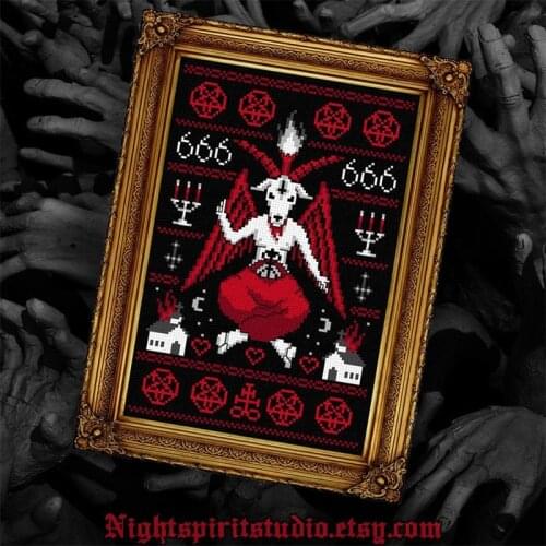 Modern Embroidery Satanic Baphomet Sampler Cross Stitch Patterns Horses with 100% Cotton Floss & Free Shipping for Home Decor