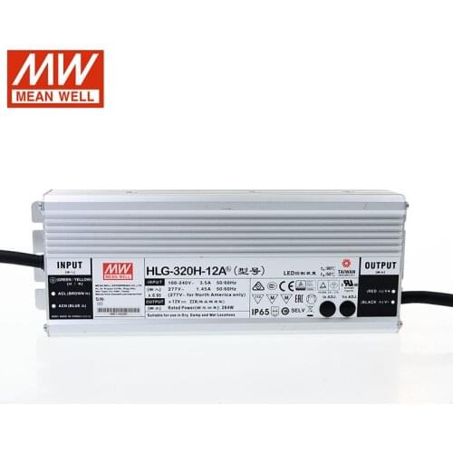 MEAN WELL LED Power Supply HLG-320H-12A 12V Adjustable LED driver 110V/220V AC to 12V DC 22A 264W waterproof IP65 Transformer