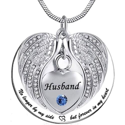 Unisex No Longer by My Side But Forever in My Heart husband Cremation Ashes Urn Pendant Stainless Steel waterproof Necklace
