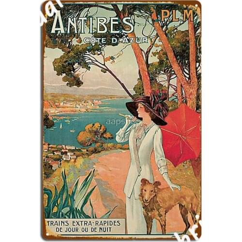 Vintage Antibes French Riviera Cote D Azur Ad Metal Sign Club Bar Garage Decoration Pub Funny Tin Sign Poster