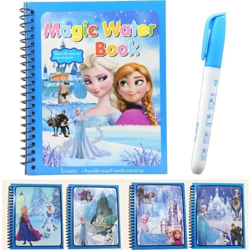 Disney Frozen Princess Childrens Magical Water Painting Book Reusable Graffiti Book Educational Toys for Children Kids Art