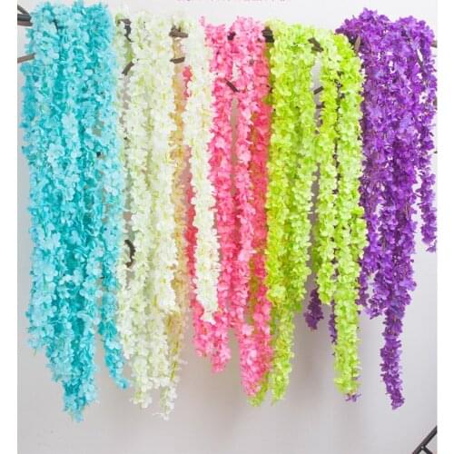 2M 79inch Upscale artificial flower hydrangea wisteria flowers rattan vines wedding arch marrige party Garlands Floral Decor