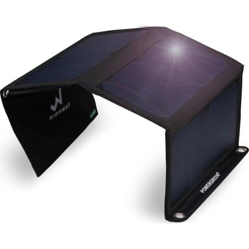 PowerGreen Solar Charger Panel Double Output 21 Watts Folding Solar Cell Power Bank Battery Backup Bag Solar Charger for Phones