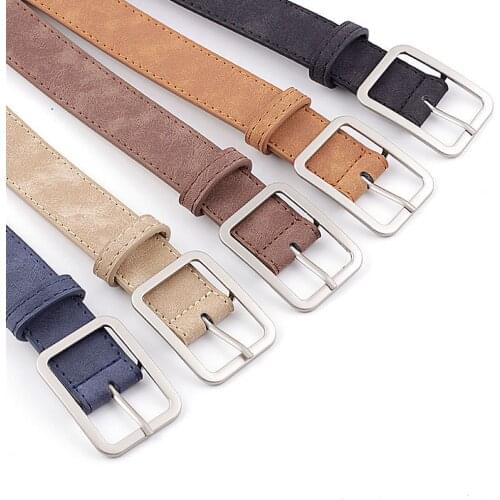 Women Waist Strap Belt Black Brown High Quality Leather Metal Buckle Square Belts Ladies Female Belts for Jeans 2.8cm Wide