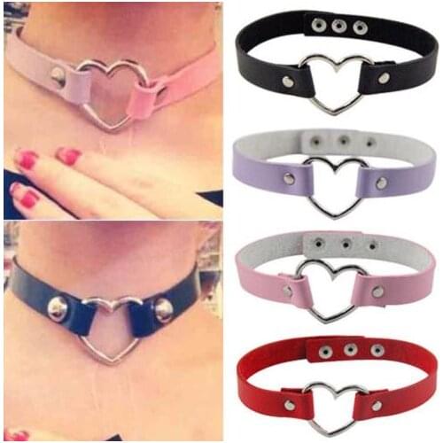 Halloween Sexy Catwomen Leather Rivet Punk Goth Heart Ring Collar Choker Fancy Dress costumes Leash Strap Necklace party favors