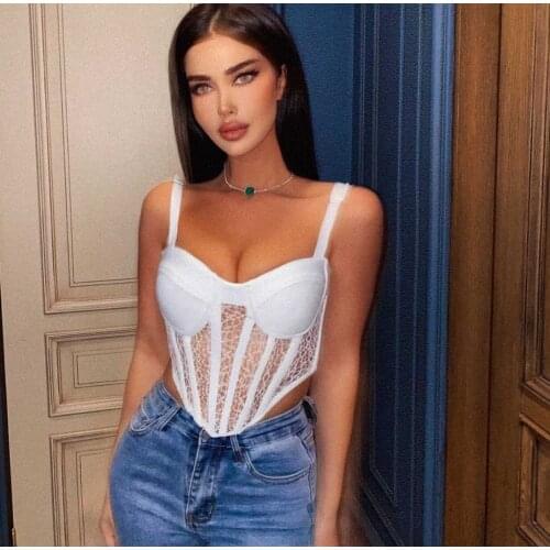 Free Shipping 2021 New Season Sling Strapless Black White Lace Bandage Top Ladies Sexy Spaghetti Strap Club Dress Vestidos