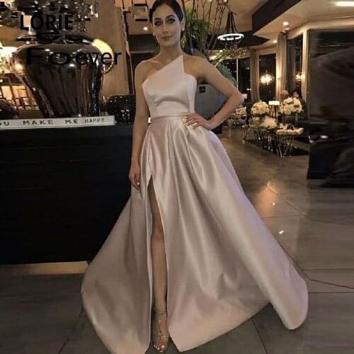 LORIE Elegant Formal Evening Dresses for Women Sleeveless Open Back Prom Gown Long with Slit Pockets Graduation Dresses 2020 New