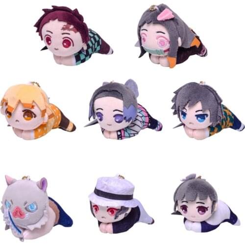 10cm Anime Demon Slayer Plush Toys Doll Kimetsu No Yaiba Agatsuma Zenitsu Kamado Tanjirou Nezuko Plush Keychain Toys Kids Gift